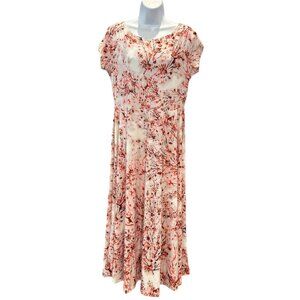 Cream and Orange Flutter Sleeve Midi Sundress